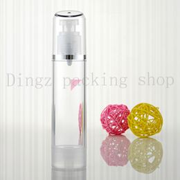 20X100ml transparent empty vacuum airless plastic lotion cream bottles container,100cc travel size cream container airless pump