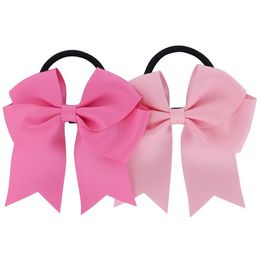 20pcs/lot 4.5 inch Cheerleading Bows elastic band Pony Tail Holder Ribbon pinwheel Bow hair bands Gift baby headband 196 Colours