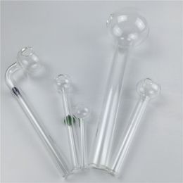 Pack of 5 Glass Oil Burner Smoking Pipes with 185mm 150mm 100mm 60mm Thick Colourful Pyrex Oil Burner Glass Pipe Handle Bubbler