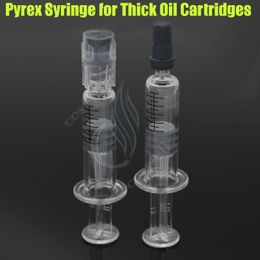 1ML Luer Lock Pyrex Siringa Iniettore con punta in vetro per cartucce di olio di Co2 spesse Serbatoio Clear Color BUD touch e cigs atomizzatori di sigarette DHL