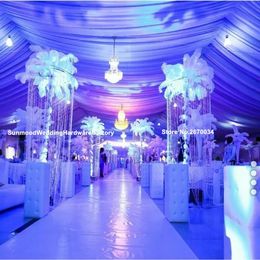 no feathers and crystal bead including )Floral decoration / white ostrich feathers wedding Centrepieces with mental stand only