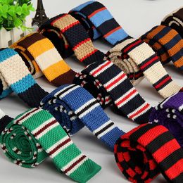 Knitting tie Flat-end Neck Ties 29 Colours 145*5cm Men's Narrow Neck Ties Striped Necktie for Men's business tie Christmas Gift Free TNT FED