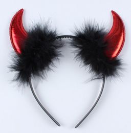 Christmas Hair Hoop Plush Ox Horn Devil Headband Halloween Cosplay Party Props Head Wear Dance Ball concert fans Favors