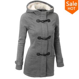 Wholesale-Winter Jacket Women Hooded Winter Coat Fashion Autumn Women Parka Horn Button Coats Abrigos Y Chaquetas Mujer Invierno 2016