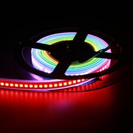 5V 144LEDs/m SK6812 5050 Magic Digital Dream Color RGB LED Strip Light,Addressable 144Pixels/m,2M/Roll,DC5V input,Black PCB,Waterproof IP67