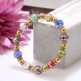 Fashion girl Strands Bracelet Elephant Charm Rainbow Healing Crystal Beads Bracelets Yoga Jewellery Bangle For Women Gift