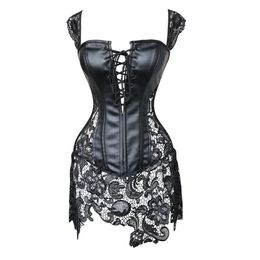 Wholesale-6XL Leather Corset Bondage Cinta Modeladora Gothic Corset Dress Corpete Gothic Clothing Latex Corset Steampunk Clothing 2016