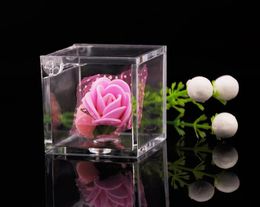 100pcs Wedding Favor PS Environmental Flip Transparent Plastic Square Packing Box Candy Boxes 2 Sizes For U Pick