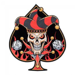 Lucky Jester Blazing Spade With Dice Patch, Biker Back Embroidery Iron On Or Sew On Patches 4.5*5.25 INCH Free Shipping