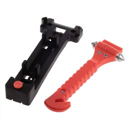 LV835 Premium Car Auto Window Glass Breaker Emergency Hammer Belt Cutter Bus Life Safe Escape Tool + Clip Holder Stand