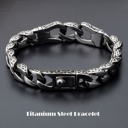 Vintage Men Pulseras Titanium Steel Punk Cool Bracelet Wristbands Brace lace Trendy Jewellery 20.5cm*1.1cm Bangle