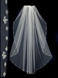 1 Metre Fancy One-Tier white and Ivory Beadings Edge Wedding Bridal Veils LK1590