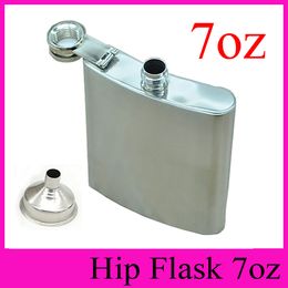 Hot Search 7oz Stainless Steel Hip Flask With Funnel Outdoor Portable Flagon 7 Ounce Hip Flasks Whisky Alcohol Wine Pot Retail Box Wholesale