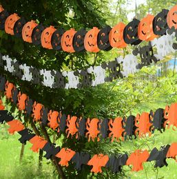 SPOOKY Halloween Garland Banner Bunting Bat Pumpkin Ghosts spider Party Decorations party nightclub bar paper flags decor 118inch flags