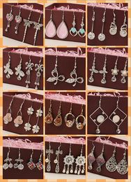 Random mix 100 style 100Pairs/lot Colour preserving alloy Set auger Silver crystal pearl Fashion Earrings wholesale earrings New fashion jewe