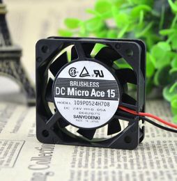 SANYO 5.2CM 52*52*15 24V 109p0524h708 0.05A 2 wire double ball inverter fan