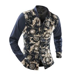 Shirts WholesaleMen Floral Shirt 2016 New Men's Fashion Long Sleeve Men Casual Shirt Tops Thin Men Wedding Dress Shirts Soft Casual Shir