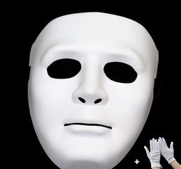 Halloween Christmas Festival Masquerade JabbaWockeeZ dance Party hip-hop Decoration Ornaments Dress props White ghost Mask & gloves set