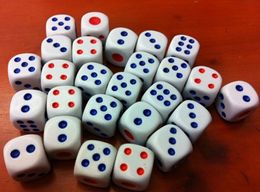 D6 16mm Normal Dice 6 Sided White Bosons Red Blue Point Acrylic Board Game Dices Drinking Games High Quality #N34