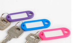 cheap tags NZ - Cheap Wholesale Plastic Key ID Labels Tag Cards Ring Name Key Chains With Name Cards