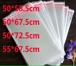 100pcs lot self adhesive seal poly bag opp packaging clear Plastic package bag 50*58.5cm 50*67.5cm 45*62.5cm 55*67.5cm big size bags