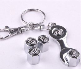 Car-styling Car-covers 4pcs/Set Car Wheel Tires Valve Caps Tyre Stem Air Caps with Mini Wrench & Keychain case for KIA