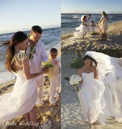 Megan Fox Wedding Dresses Beautiful White Sweetheart Neck Backless Long Chiffon Beach Celebrity Bridal Party Gowns