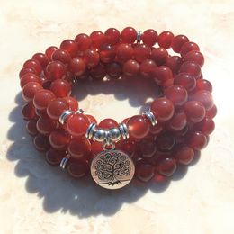 SN1206 Fashion Design Women`s Wrap Bracelet Trendy Red Natural Stone 108 Mala Fancy Beads Yoga Bracelet Free Shipping