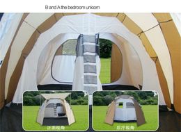 Two Rooms One Hall Tent Camping Shelters Waterproof Sunny Double-deck Protective Summer Outdoors Tents For Family Meal Fast Shipping