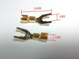 20pcs Copper Speaker Cable Spade Connector Terminal Plug Gold plated