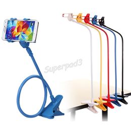 100pcs Cheap Cell Phone Holders 85cm Long Arm Lazy Bracket Universal Two Clips 360 Ratating Bed Desktop Holder Stands DHL Free Shipping