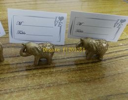 50pcs/lot Free shipping Lucky Gold Elephant Place Card Holders Table Name Holder Wedding Party Favors