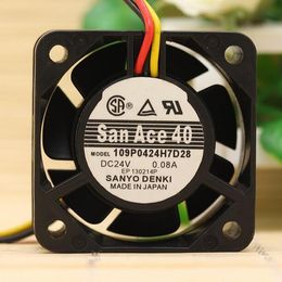 Original SANYO 109P0424H7D28 24V 0.08A 4015 4CM 3 wire quiet inverter fan