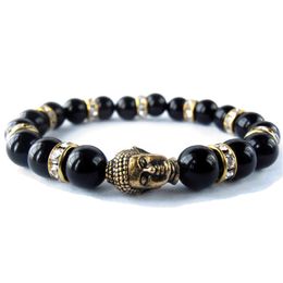 SN0572 Top Yoga Bracelet Onyx Buddha bracelet Rhinestone buddha bracelet Gold Buddha Energy bracelet for Women Free Shipping