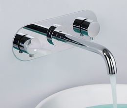 copper chrome bathroom new Polished Chrome Wall Mounted Bathroom basin Sink Mixer tap Three holes Two handles Widespread Faucet BF085