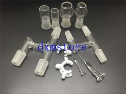 TOP quality18.5mm 14.5mm Oil Reclaimer Glass Adapter for Glass Bongs Water Pipe Comes with glass jar head, and keck clip,galss pipe
