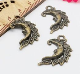 Free Ship 100Pcs Bronze Plated Sun Moon Charms Pendant For Jewellery Making Bracelet 27x15mm