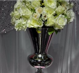 Tall silvery wedding pillar flower stand,vase centerpieces for aisle decoration