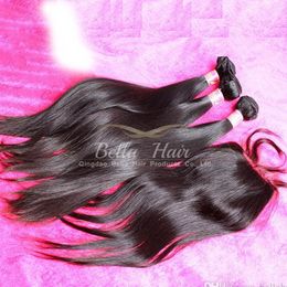 peruvian silk base lace closure 4x4 with human hair bundles silky straight natural color 4pc or 5pc lot 1034 inch bellahair