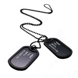 2015 New unique Designer Mens Military Army Style Black 2 Dog Tags Chain Mens Pendant Necklace Jewelry Accessories hot H210560