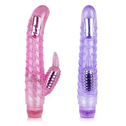 Other Sex Products Double Clitoris Vibrating Vaginal Anal G Spot Dildo Cock Jelly Vibrator Massager #R410