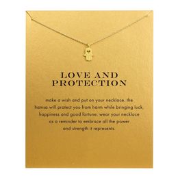 Love Heart Choker Necklaces With Card Gold Silver Love Hand Pendant Necklace for Fashion Women Jewelry Gifts LOVE AND PROTECTION