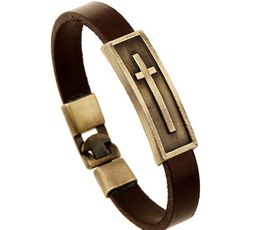 Fashion national wind! 100% vintage leather bracelet boy/man Retro alloy cross leather bracelet 12pcs/lot Drop shipping