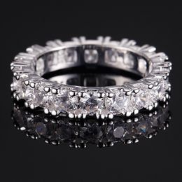 Vecalon Classic Fashion Jewellery Brand 925 Sterling Silver Ring Full Round 2 Carat CZ Diamond Engagement Wedding Rings For Women