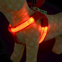 E19 USB rechargerable pet dog harness LED light pet belt luminous dog harness for medium large dogs309F