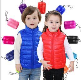 2016 new warm kids waistcoat sleeveless cost ultra light warm coat outdoor sport kids down jacket outwear for 2-7 year old baby