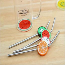 Free shipping Hot sell Novel Stainless Steel Fruit Straw Steel Drinking Straws