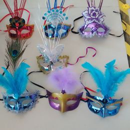 Christmas and new year Halloween Masquerade feather light light rain mask drill stall toy wholesale