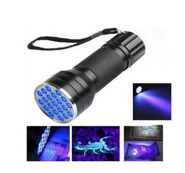Ultra Violet Blacklight 21 LED Flashlight UV Torch Lamp Light DHL Fedex Free shipping(UV-21)