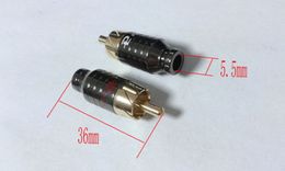 2pcs brass Gold Plated RCA Male Plug Connector soldering